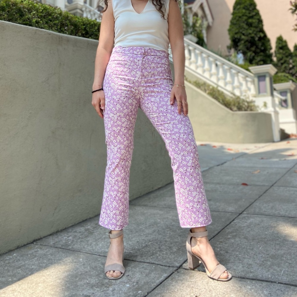 Zara Mini Flare Purple Floral Pants